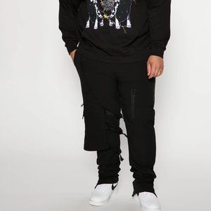 Fashion Nova Men Utility Cargo Pants Pockets Urban XXL Drawstring Straight Leg…